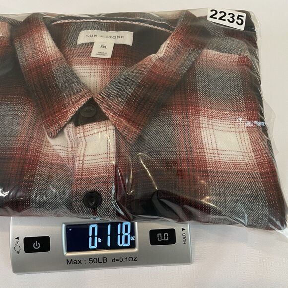 Sun + Stone Men’s  Flannel Button Down Tattersall Shirt Plaid Red Black- XXL - Picture 14 of 14
